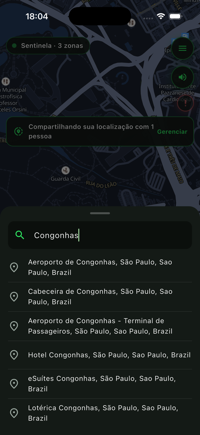 Busca de destino com sugestões